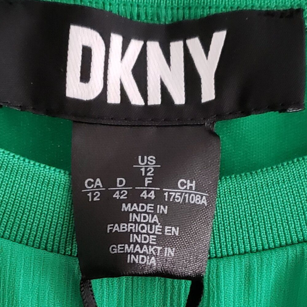 BNWT DKNY Chiffon Style Midi Fit & Flare lined (12) brillant  vivid green - Picture 5 of 6